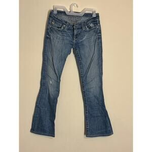 Big Star Sweet Jeans Womens 28 R Blue Bootcut Low Rise Distressed Denim